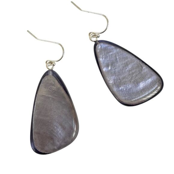 Purple frosted beaded drop earrings - Picture 5 of 6